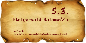 Steigervald Balambér névjegykártya